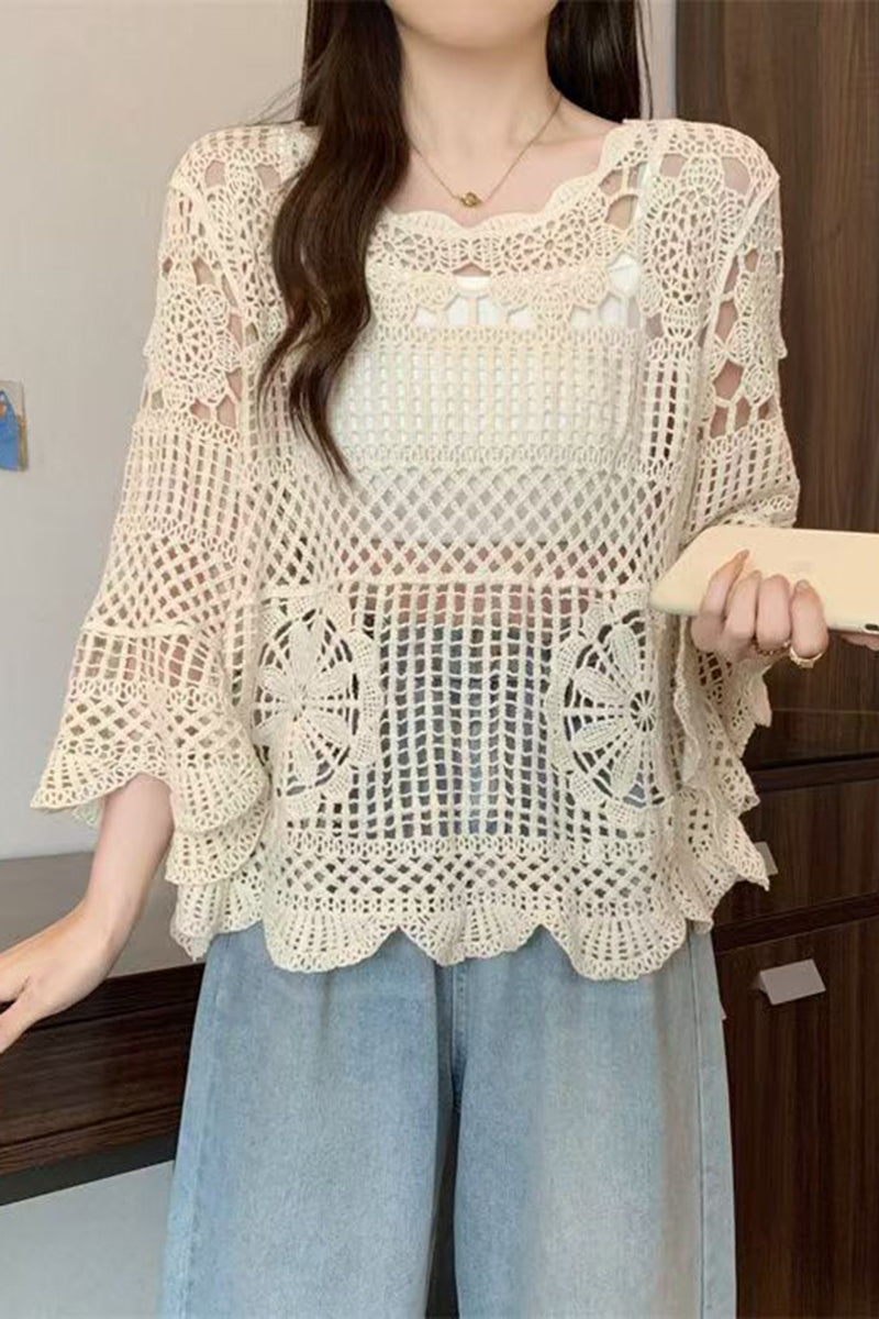 Crochet Scalloped Sleeve Blouse
