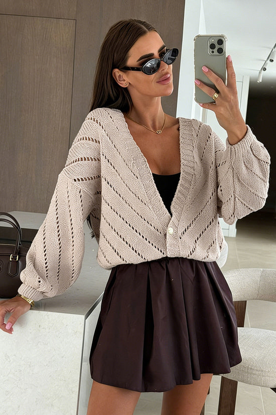 Oversized Knit Button-Front Cardigan