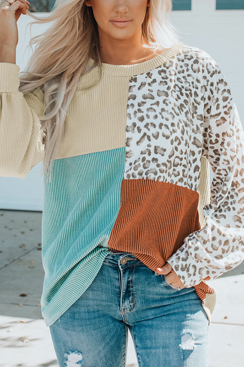 Patchwork Leopard Long Sleeve Top