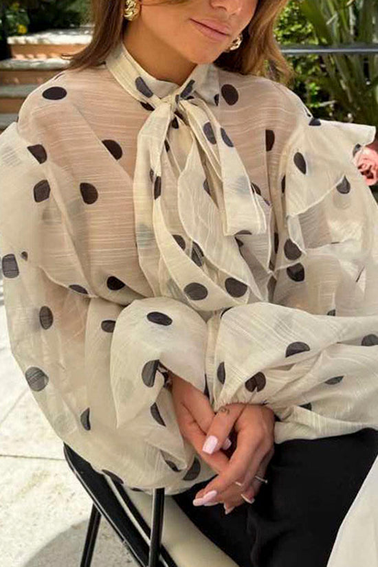 Heart Pattern Ruffled Blouse