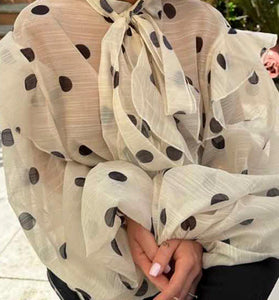 Heart Pattern Ruffled Blouse