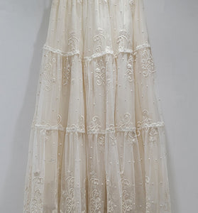 Elegant Lace Tiered Midi Skirt