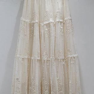 Elegant Lace Tiered Midi Skirt