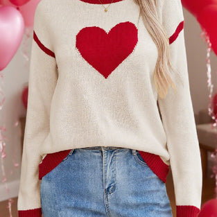 Heart Motif Relaxed Fit Sweater