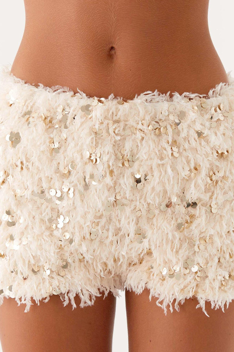 Sequin Feathered Casual Party Shorts