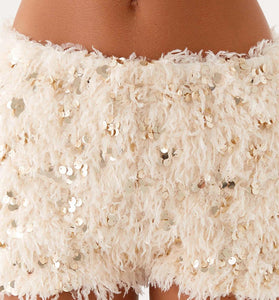 Sequin Feathered Casual Party Shorts