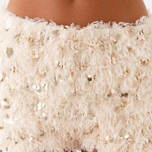 Sequin Feathered Casual Party Shorts