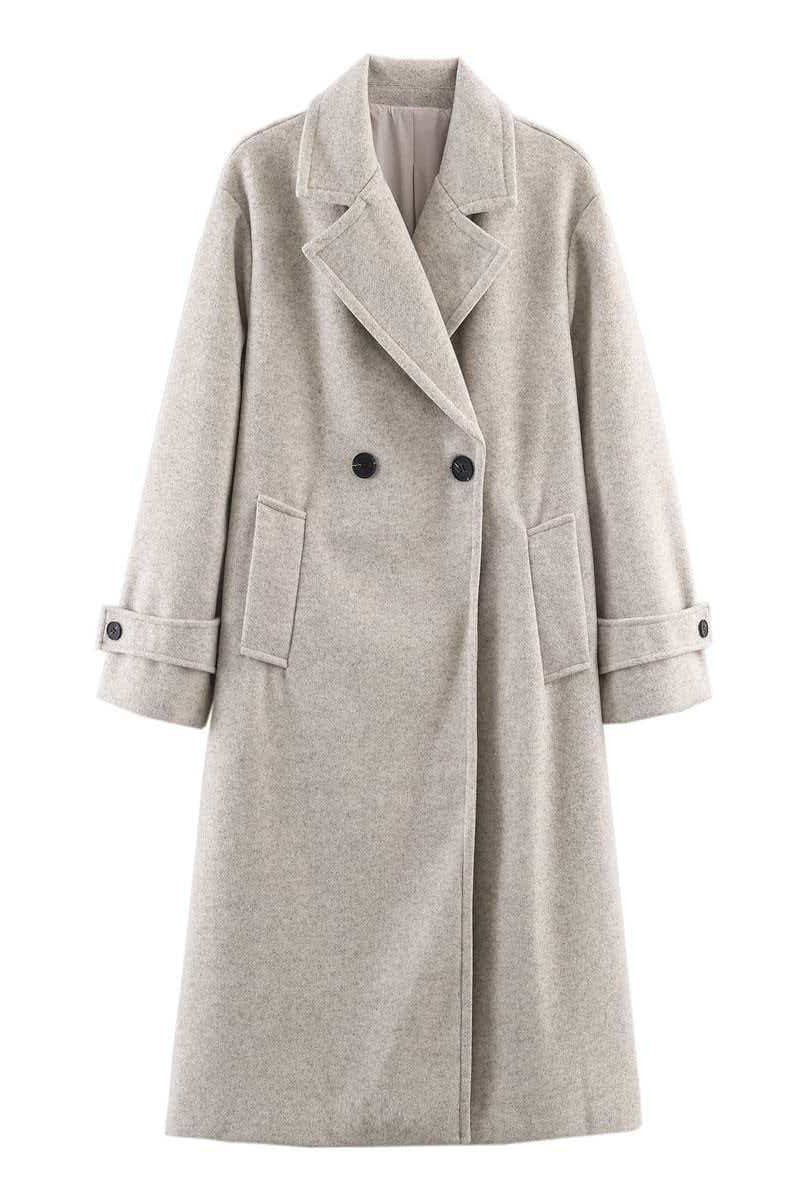 Elegant Double-Breasted Long Coat