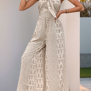 Strapless Boho Wide-Leg Jumpsuit