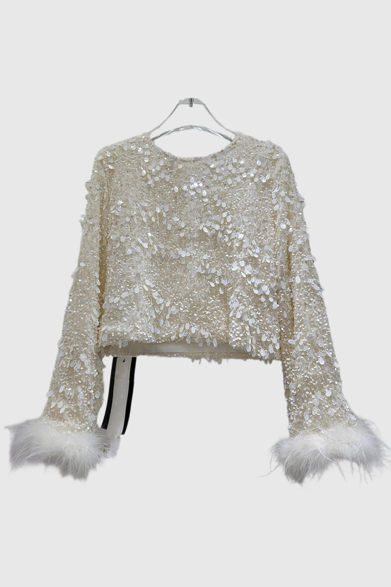 Sequin Embellished Long Sleeve Blouse