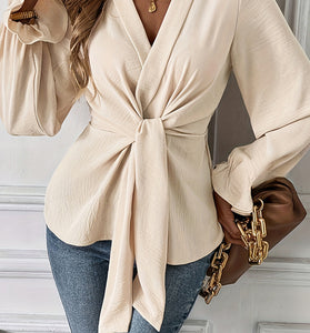 Elegant Wrap Tie Blouse