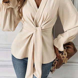 Elegant Wrap Tie Blouse