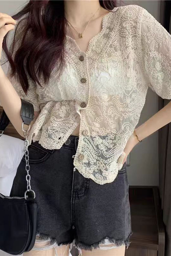 Elegant Floral Button-Up Blouse