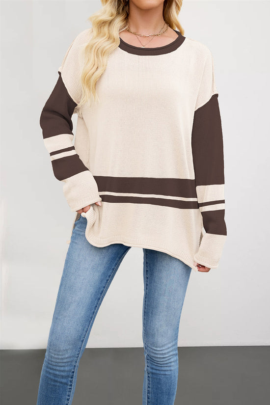 Striped Contrast Sleeve Sweater
