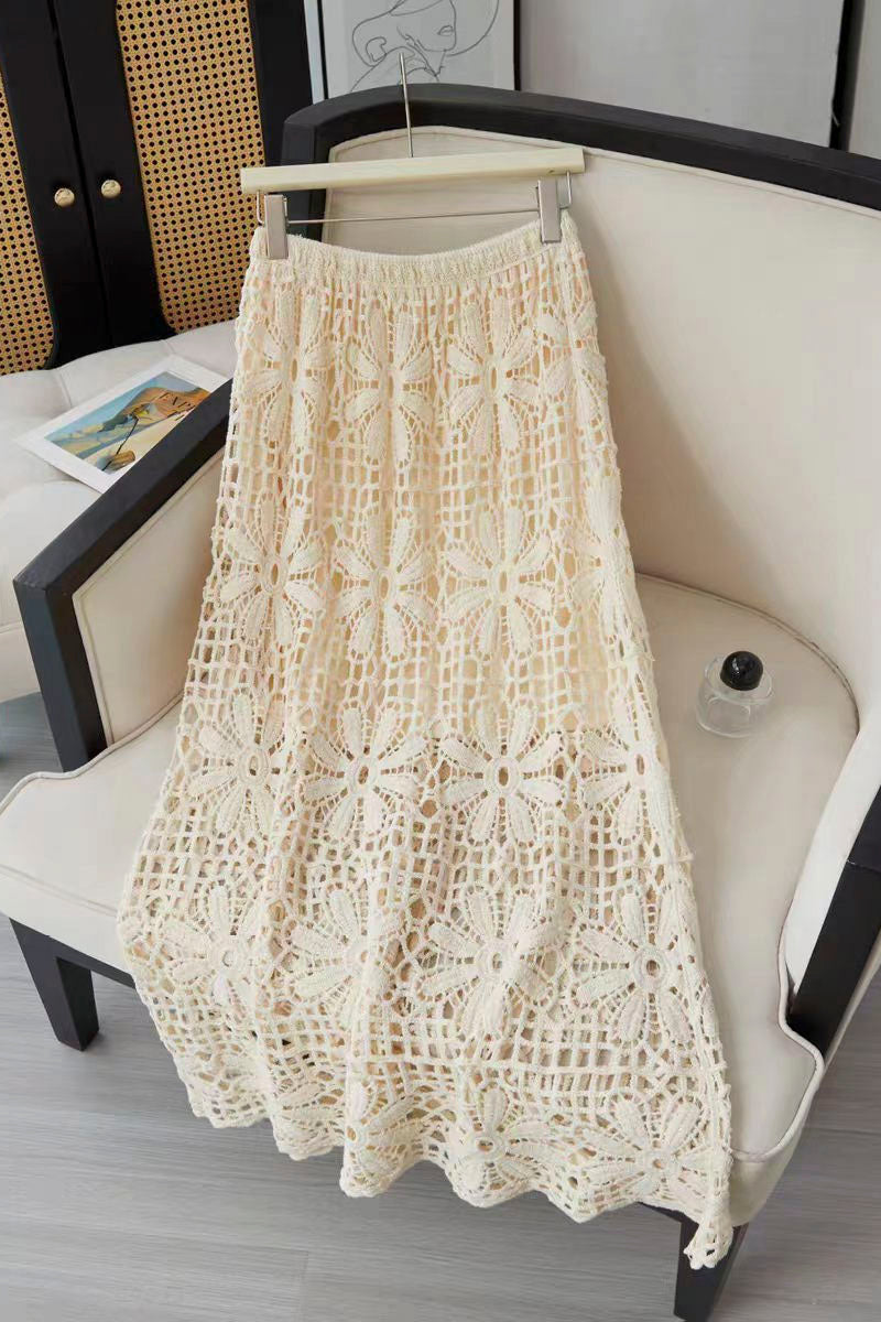 Floral Crochet Midi Skirt