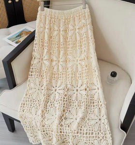 Floral Crochet Midi Skirt