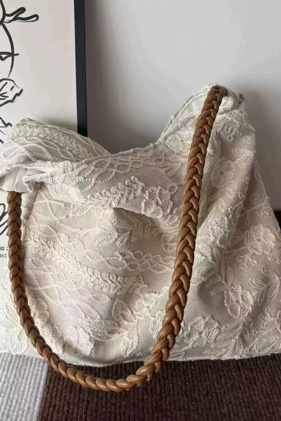 Elegant Lace Handbag with Braided Handle