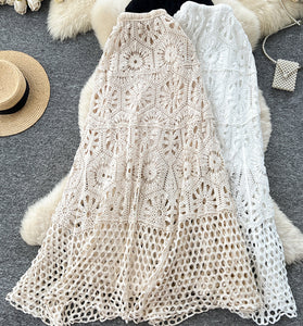 Crochet Patterned Midi Skirt