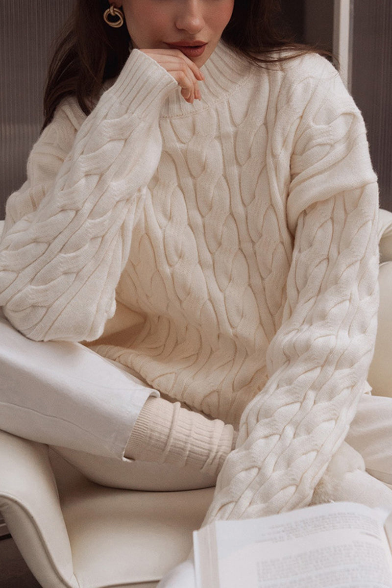 Cable Knit Mock Neck Sweater