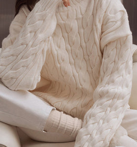 Cable Knit Mock Neck Sweater