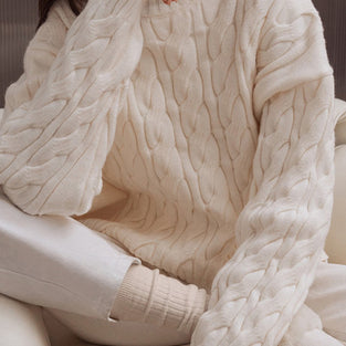 Cable Knit Mock Neck Sweater