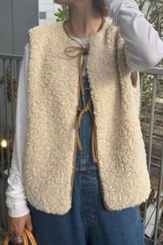 Textured Sleeveless Tie Vest