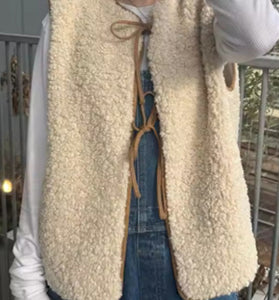 Textured Sleeveless Tie Vest