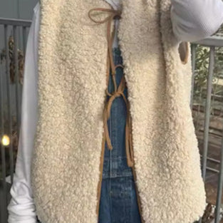 Textured Sleeveless Tie Vest