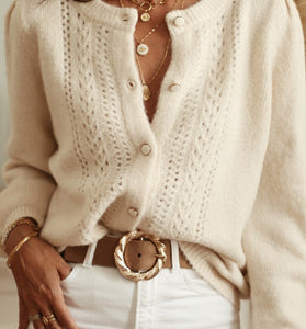 Elegant Knitted Button-Up Cardigan