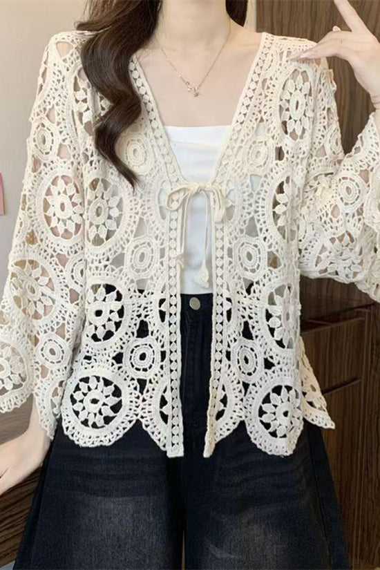 Crochet Open-Front Cardigan