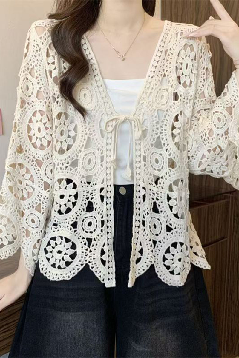 Crochet Open-Front Cardigan