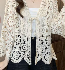 Crochet Open-Front Cardigan