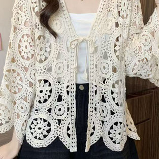 Crochet Open-Front Cardigan
