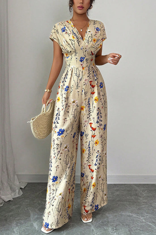 Floral V-Neck Sleeveless Jumpsuit