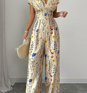 Floral V-Neck Sleeveless Jumpsuit
