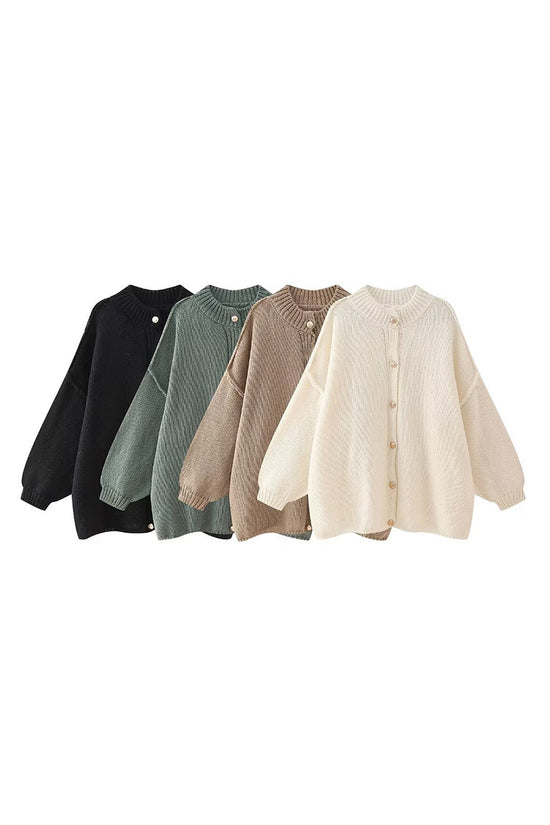 Oversized Button-Up Cardigan