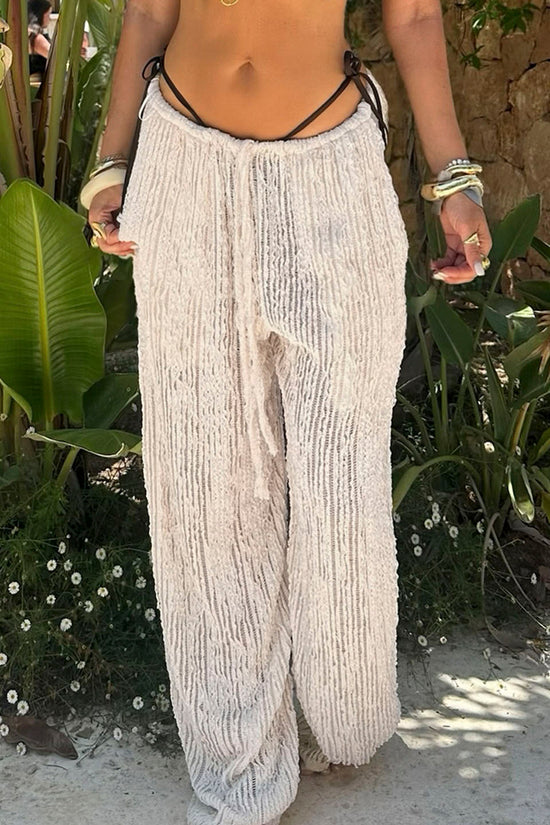 Textured Drawstring Casual Pants