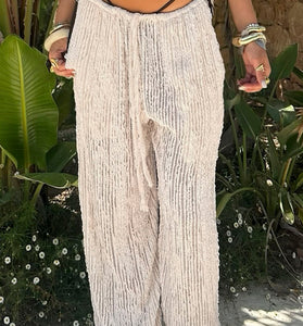 Textured Drawstring Casual Pants