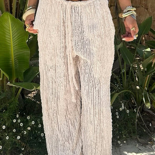 Textured Drawstring Casual Pants