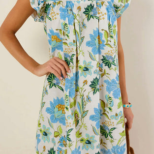 Floral Print Ruffled Short Sleeve Mini Dress