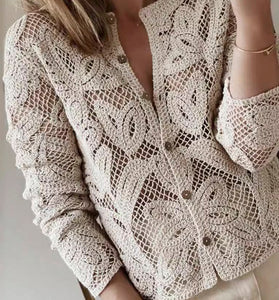 Elegant Crochet Button-Up Shirt