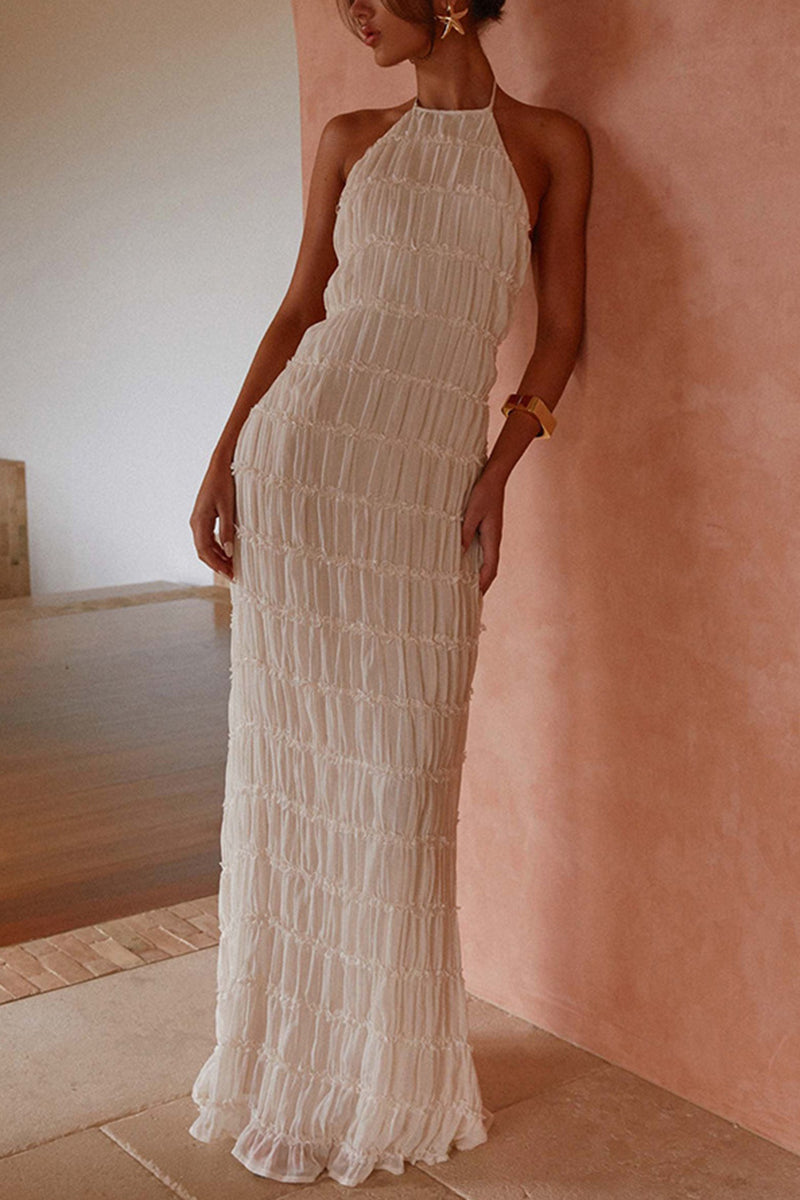 Textured Halter Midi Dress