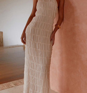Textured Halter Midi Dress
