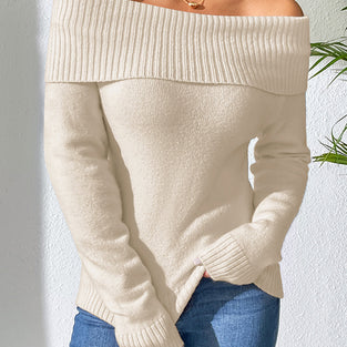 Off-Shoulder Ribbed Sweater