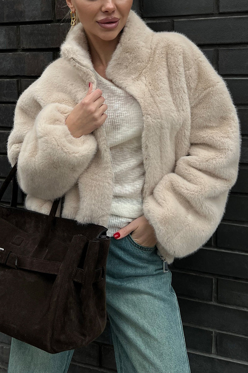 Chic Mock Neck Zip-Up Jacket