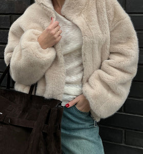 Chic Mock Neck Zip-Up Jacket