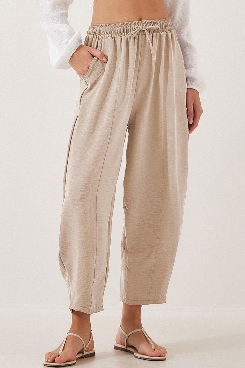 Relaxed Fit Drawstring Casual Pants