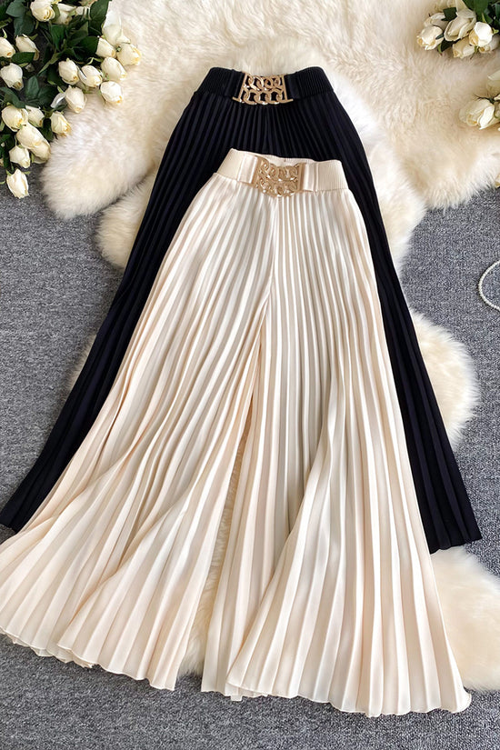 Pleated Wide-Leg Casual Pants