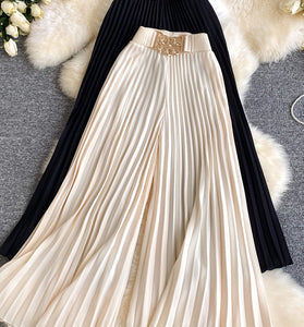 Pleated Wide-Leg Casual Pants
