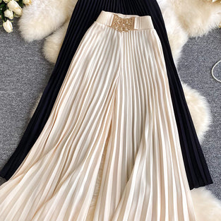 Pleated Wide-Leg Casual Pants